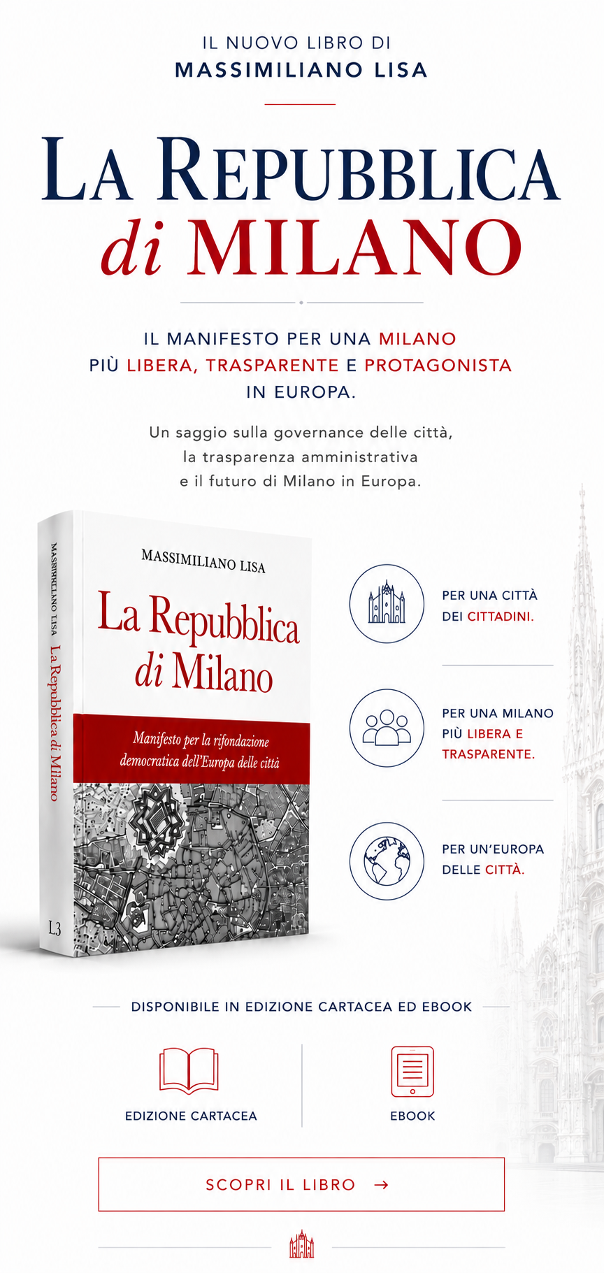 La Repubblica di Milano un libro di Massimiliano Lisa candidato sindaco di Milan Libera